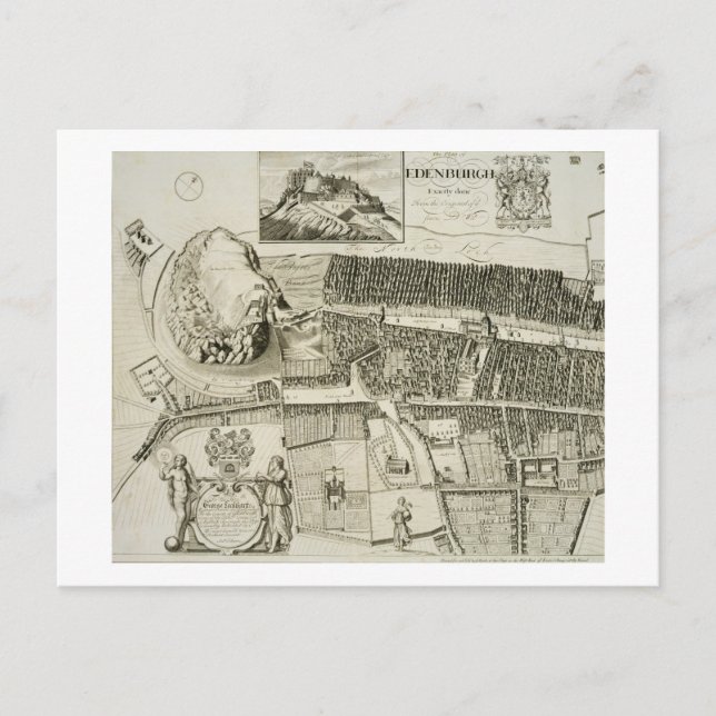 Plan von Edinburgh, Pub. von John Smith (c.1652-17 Postkarte (Vorderseite)