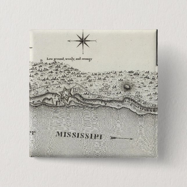 Plan von Fort Baton Rouge Button (Vorderseite)