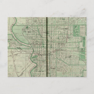 Plan von Indianapolis Postkarte
