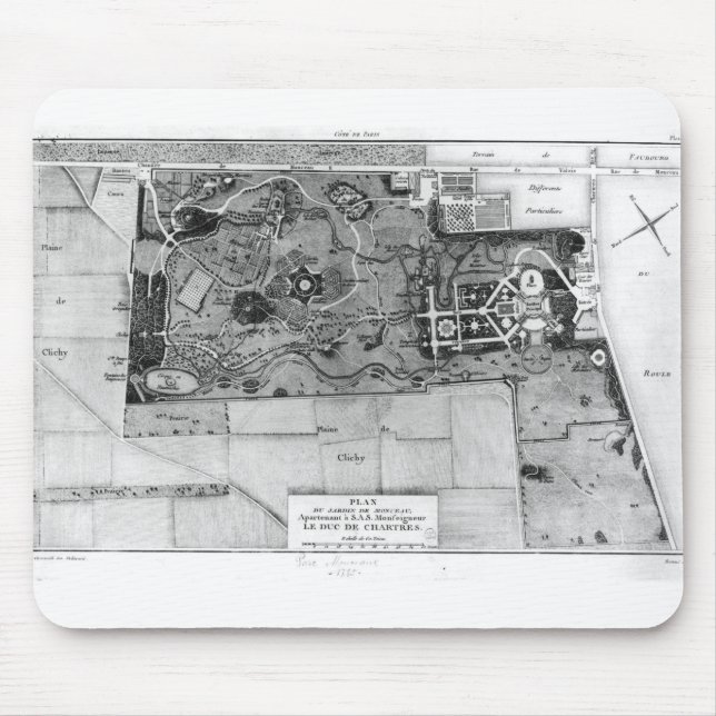 Plan von Parc Monceau in Paris Mousepad (Vorne)