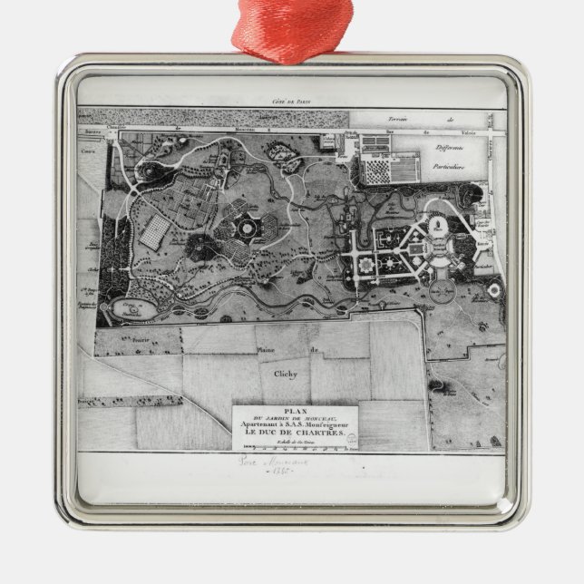 Plan von Parc Monceau in Paris Silbernes Ornament (Vorne)