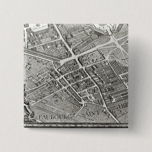 Plan von Paris, bekannt als 'Plan de Turgot' Button (Vorderseite)