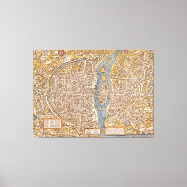 Plan von Paris durch Truschet et Hoyau Circa 1550 Leinwanddruck (Vorderseite)