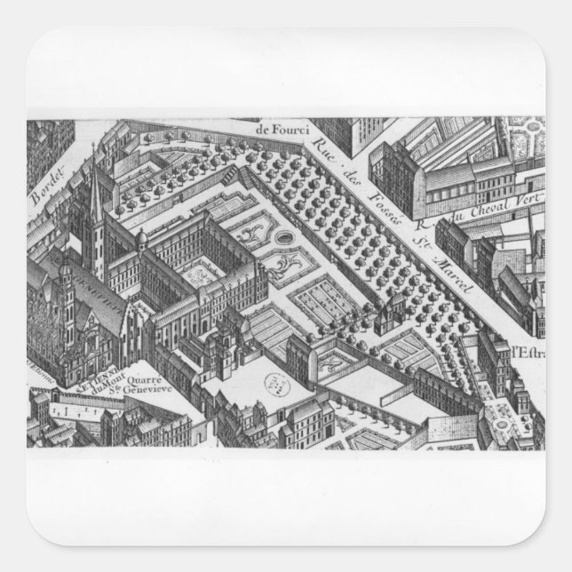 Plan von Paris Quadratischer Aufkleber (Vorderseite)