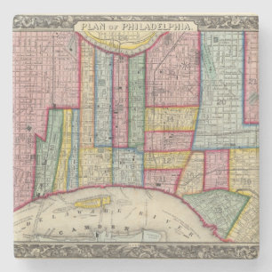 Plan von Philadelphia Steinuntersetzer