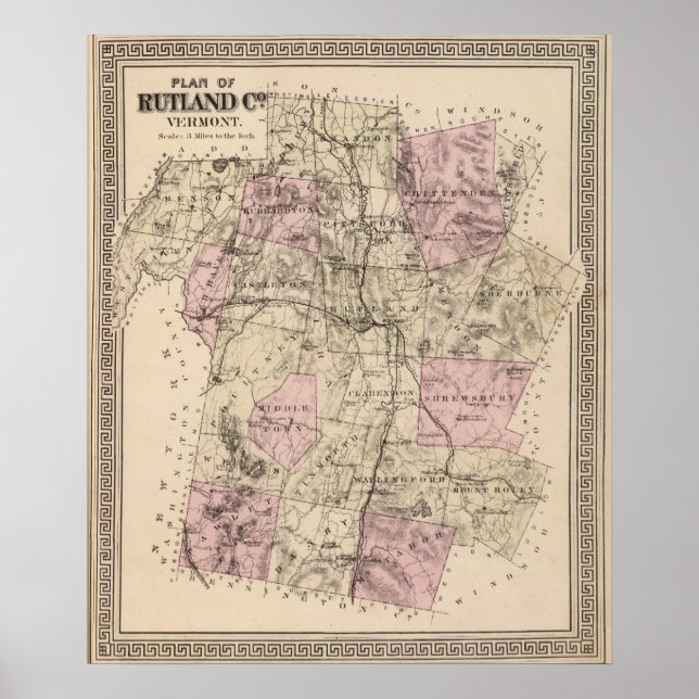 Plan von Rutland Vermont Poster (Vorne)