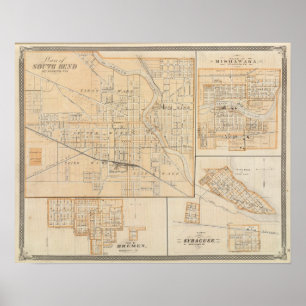 Plan von South Bend mit Mishawaka Poster