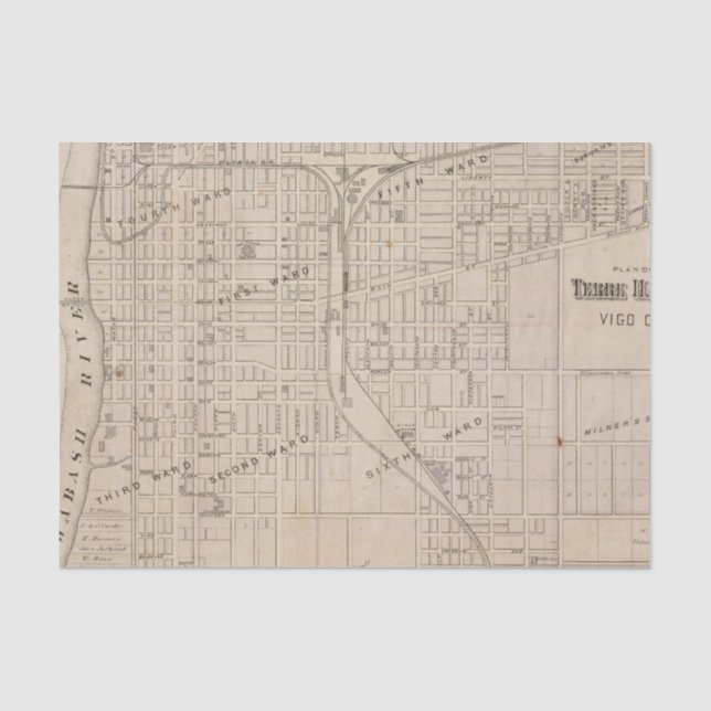 Plan von Terre Haute, Vigo Co Seidenpapier (Vorderseite)