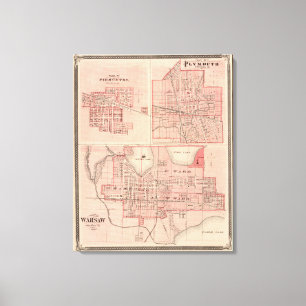 Plan von Warschau mit Pierceton, Plymouth Leinwanddruck