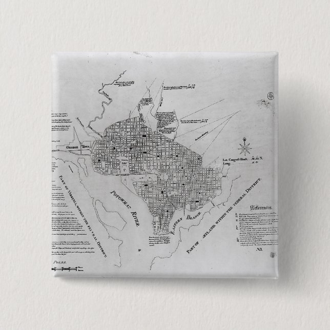 Plan von Washington DC Button (Vorderseite)