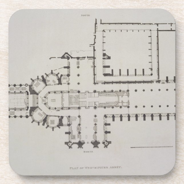 Plan von Westminster Abbey, überziehen 1 von Getränkeuntersetzer (Vorderseite)