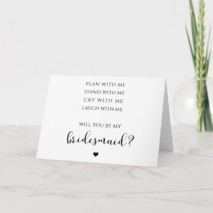 Plan With Me, Stand With Me, Bridesmaid Card Karte