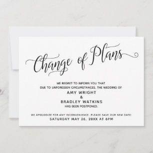 Planänderung Aufgeschobene Hochzeitsankündigung Einladung