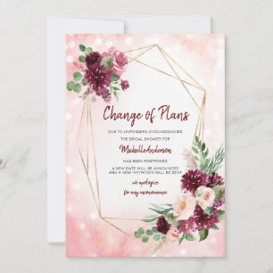 Planänderung Burgundy Wine Gold Brautparty