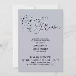 Planänderung, Elegantes Blau Neuer Hochzeitstermin Einladung