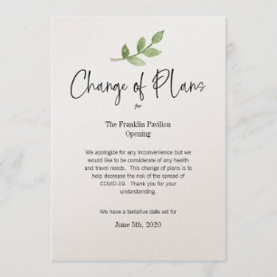 Planänderung Geschäfts-Personen-Event COVID 19 Einladung