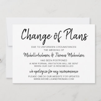 Planänderung Hochzeit Einfach Schwarz und Weiß Save The Date