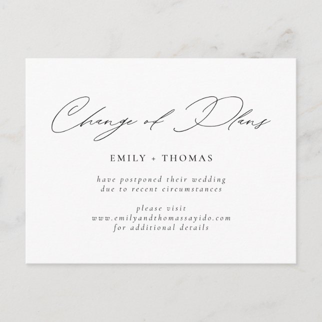 Planänderung Minimalistisch moderne Schrift Postkarte (Vorderseite)