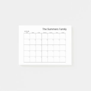 Planbarer Leer-Kalender-Monat Familie Personalisie Post-it Klebezettel