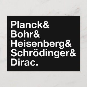 Planck & Bohr & Heisenberg & Schrödinger & Dirac Postkarte