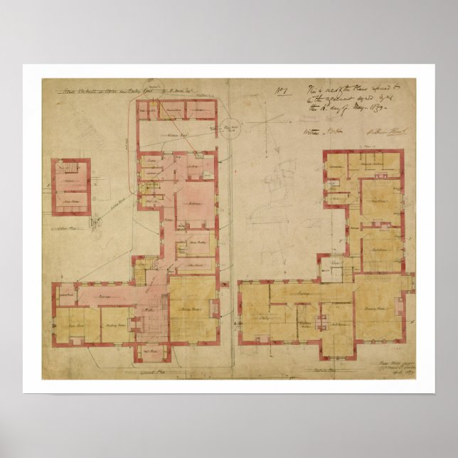 Pläne für das Rote Haus, Bexley Heath, 1859 (Stift Poster (Vorne)