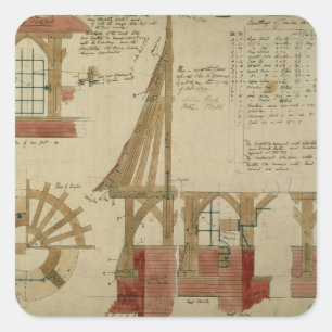 Pläne für das Rote Haus, Bexley Heath (Stift und T Quadratischer Aufkleber