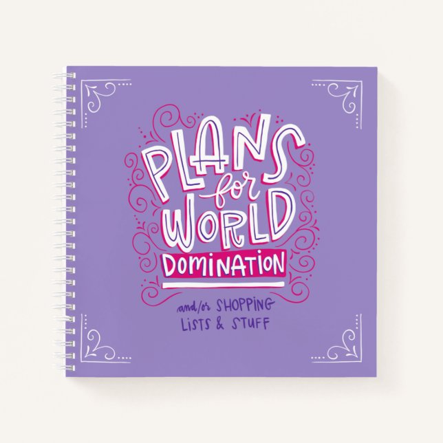 Pläne für das World Domination Notebook (lila Notizbuch (Vorderseite)