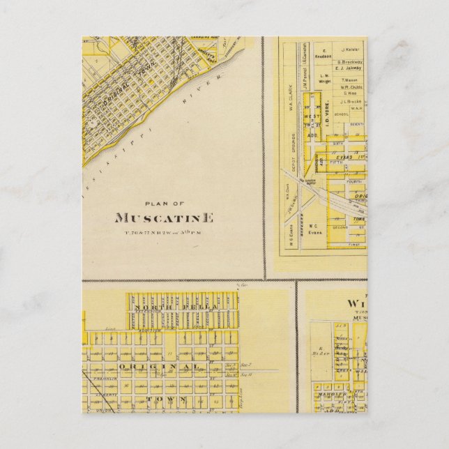 Pläne von Muscatine, West Liberty Postkarte (Vorderseite)