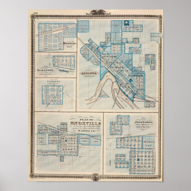 Pläne von Ottumwa, Russell, Scranton Poster (Vorne)