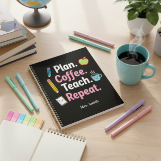 Planen. Kaffee. Unterrichten. Wiederholen. Lustige Planer