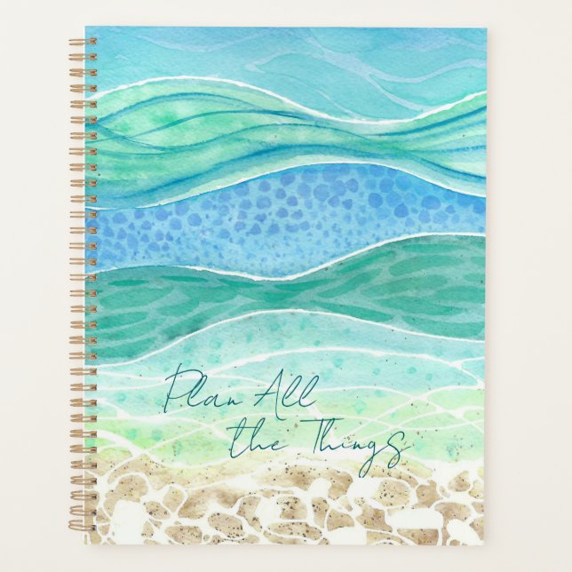 "Planen Sie alles" Beach Vibes Wasserfarbe Planer (Vorderseite)