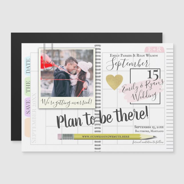 Planen Sie Save the Date Planerkalender Magneteinladung (Vorne/Hinten)