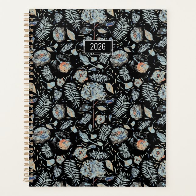 Planer 2026 Hortensien-Blumenmuster (Vorderseite)