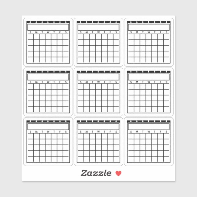 Planer für unzeitgemäße Leerlaufkalender Aufkleber (Blatt)
