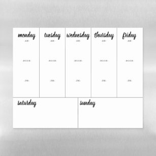 Planer-leerer wöchentlicher Kalender morgens Magnetisches Trockenlöschblatt