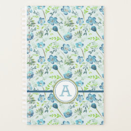 Planer Mit Monogramm Blue Green Floral