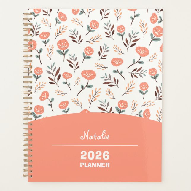 Planer mit Namen - Red Poppies Design (Vorderseite)