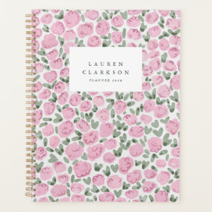 Planer mit rosa Wasserfarbe-Floralmuster