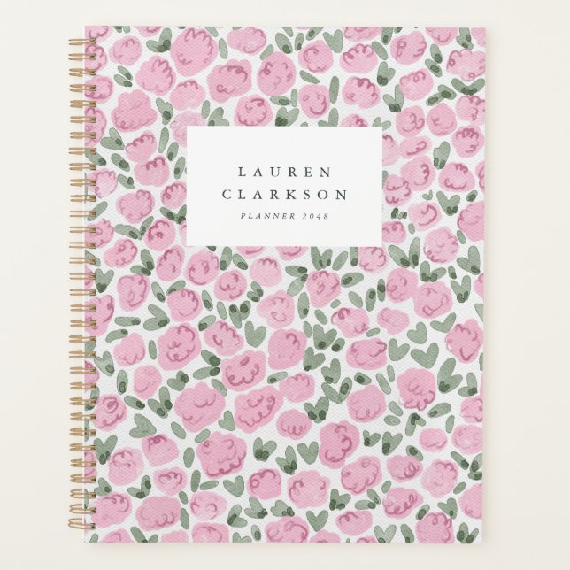 Planer mit rosa Wasserfarbe-Floralmuster (Vorderseite)