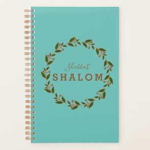 Planer Shabbat Shalom Green Brown Kranz