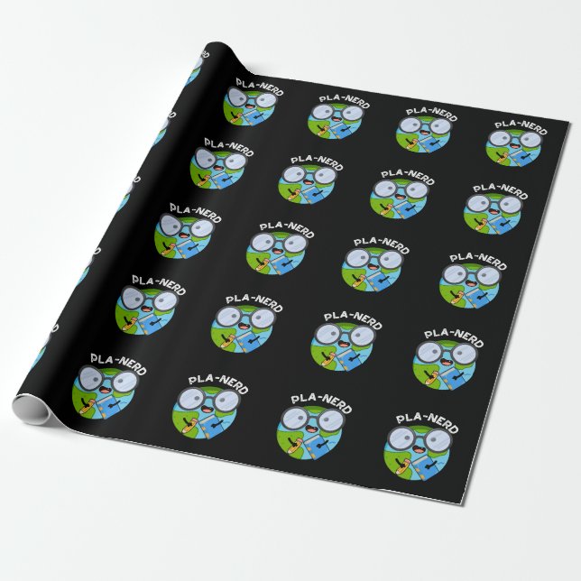 Planerd Lustige Planet Puns Dunkler Hintergrund Geschenkpapier (Ungerollt)