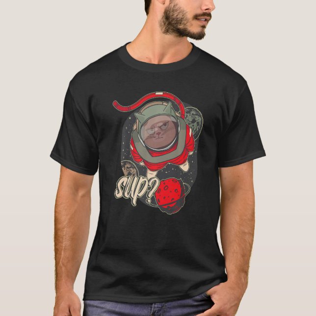 Planet Astronaut Space Cat Kids Astrology T-Shirt (Vorderseite)