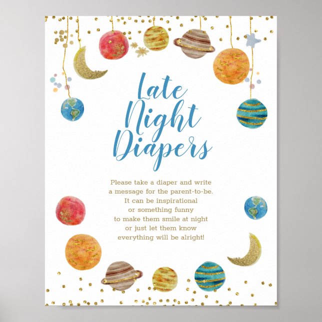 Planet Außenraumdusche Spätnächtliche Windeln Poster (Vorne)