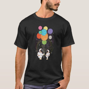 Planet Balloons Universe Space Stars Astronaut Flo T-Shirt
