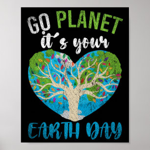 Planet Birthday Herz Go Planet Ihr Erde Tag Poster