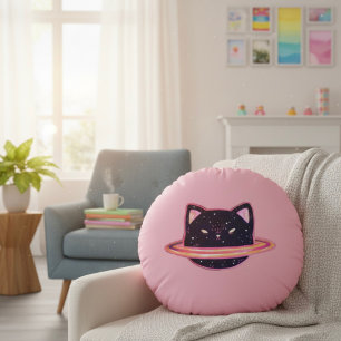 Planet Cat Round Pillow Rundes Kissen