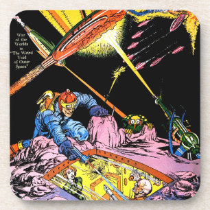 Planet-Comicen Laser Attack Scannen Fi Vintage Com Getränkeuntersetzer