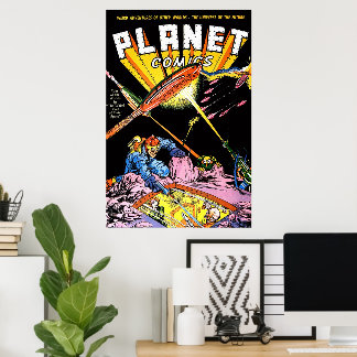 Planet Comics Laser Angriff Sci-Fi Vintage Comics Poster