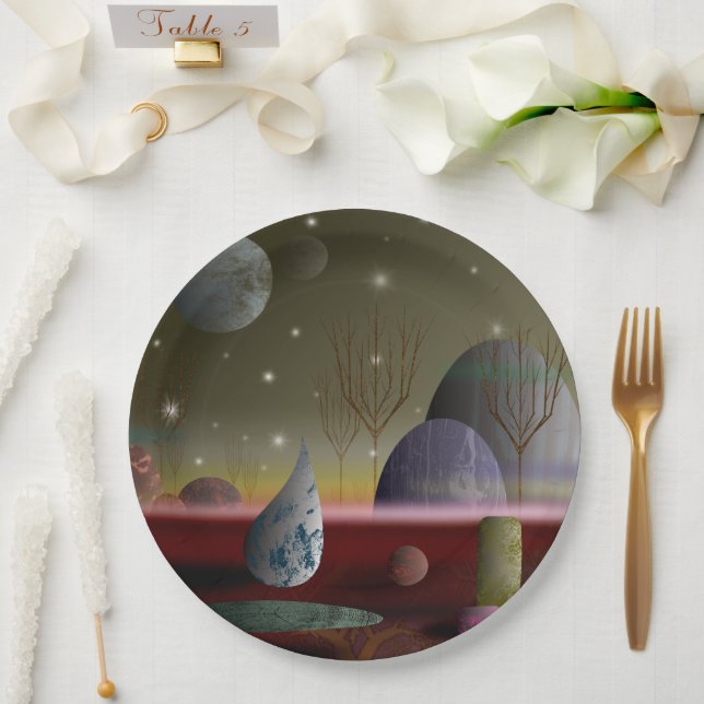 Planet der Formen 9" Papier Teller (Hochzeit)