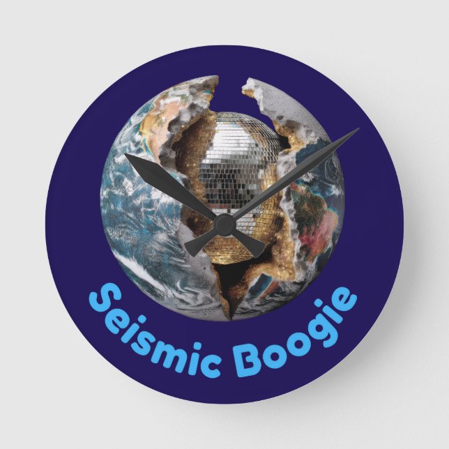 Planet Disco Core - Erde bricht in den Party-Modus Runde Wanduhr (Vorderseite)